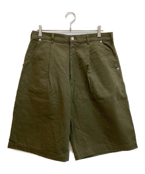 COMME des GARCONS HOMME（コムデギャルソン オム）COMME des GARCONS HOMME (コムデギャルソン オム) Cotton Twill Wide Leg Shorts グリーン サイズ:Ⅿの古着・服飾アイテム