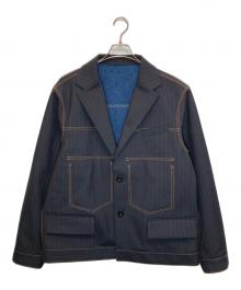 sacai（サカイ）の古着「Chalk Stripe Bonding Jacket」｜ネイビー