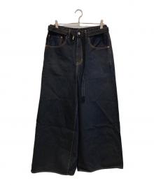 sacai（サカイ）の古着「BELTEED BAGGY FLAIR DENIM PANTS」｜インディゴ