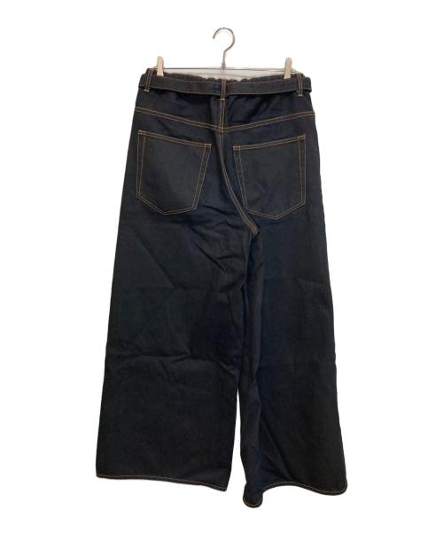 sacai（サカイ）sacai (サカイ) BELTEED BAGGY FLAIR DENIM PANTS インディゴ サイズ:1の古着・服飾アイテム