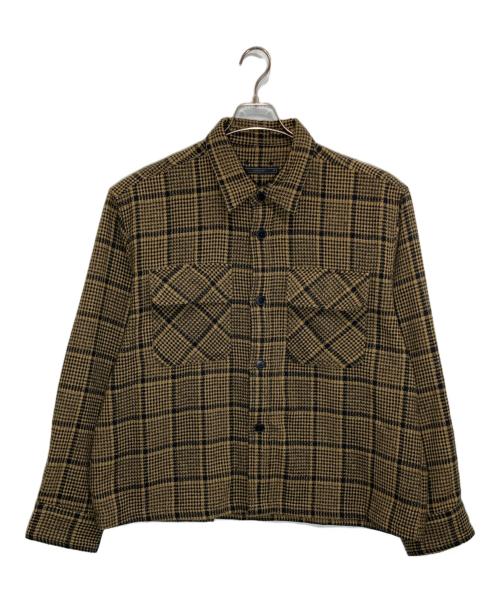 SOPHNET.（ソフネット）SOPHNET. (ソフネット) TWEED COTTON CHECK CPO SHIRT ブラウン サイズ:Ⅿの古着・服飾アイテム