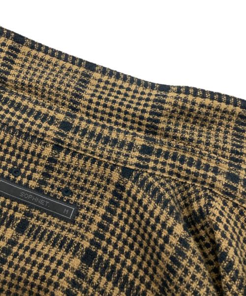 SOPHNET.（ソフネット）SOPHNET. (ソフネット) TWEED COTTON CHECK CPO SHIRT ブラウン サイズ:Ⅿの古着・服飾アイテム