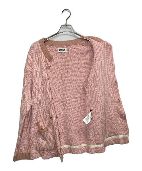 MAGLIANO（マリアーノ）MAGLIANO (マリアーノ) アーガイルデザインカーディガン ピンク サイズ:Mの古着・服飾アイテム