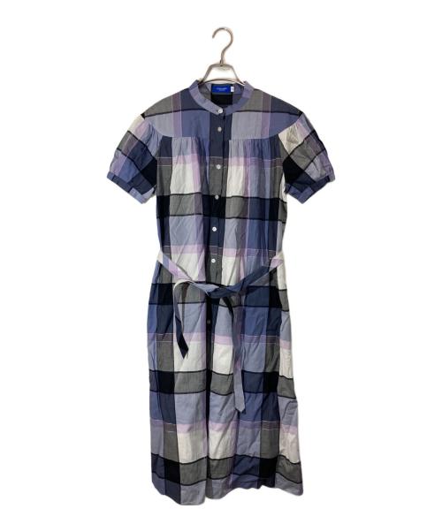 BLUE LABEL CRESTBRIDGE（ブルーレーベルクレストブリッジ）BLUE LABEL CRESTBRIDGE (ブルーレーベルクレストブリッジ) チェックドビーシャツワンピース パープル×ブルー サイズ:38の古着・服飾アイテム
