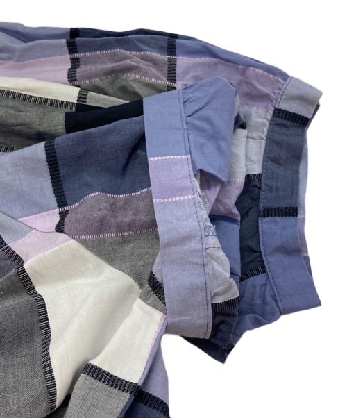 BLUE LABEL CRESTBRIDGE（ブルーレーベルクレストブリッジ）BLUE LABEL CRESTBRIDGE (ブルーレーベルクレストブリッジ) チェックドビーシャツワンピース パープル×ブルー サイズ:38の古着・服飾アイテム
