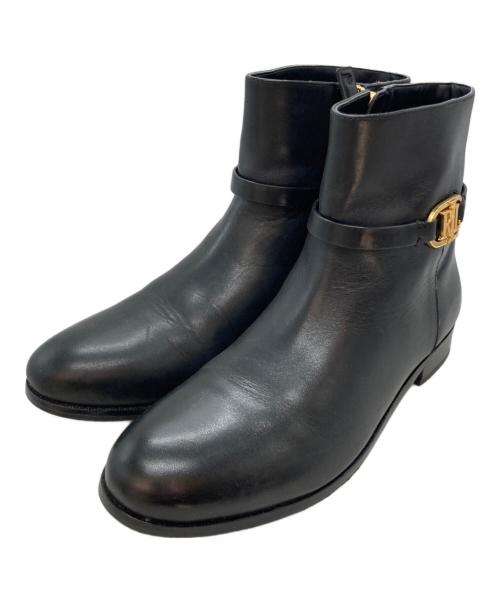LAUREN RALPH LAUREN（ローレンラルフローレン）LAUREN RALPH LAUREN (ローレンラルフローレン) レザーアンクルブーツ ブラック サイズ:7Ｂの古着・服飾アイテム
