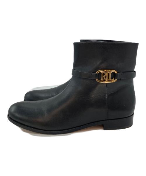 LAUREN RALPH LAUREN（ローレンラルフローレン）LAUREN RALPH LAUREN (ローレンラルフローレン) レザーアンクルブーツ ブラック サイズ:7Ｂの古着・服飾アイテム