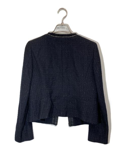 23区（ニジュウサンク）23区 (ニジュウサンク) コサージュ付ツイードセットアップ ネイビー×ブラック サイズ:38の古着・服飾アイテム