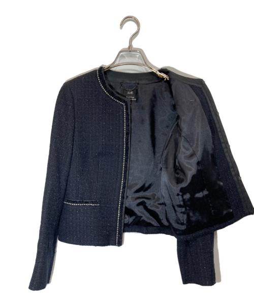 23区（ニジュウサンク）23区 (ニジュウサンク) コサージュ付ツイードセットアップ ネイビー×ブラック サイズ:38の古着・服飾アイテム