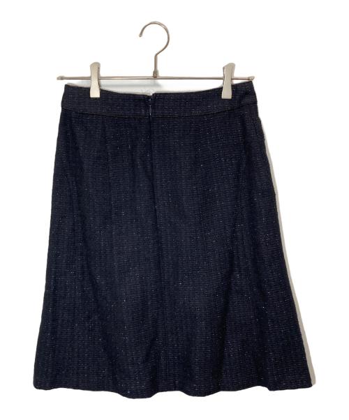 23区（ニジュウサンク）23区 (ニジュウサンク) コサージュ付ツイードセットアップ ネイビー×ブラック サイズ:38の古着・服飾アイテム