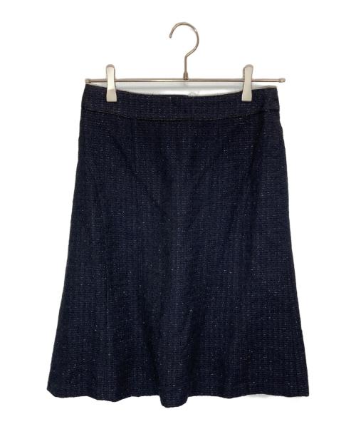 23区（ニジュウサンク）23区 (ニジュウサンク) コサージュ付ツイードセットアップ ネイビー×ブラック サイズ:38の古着・服飾アイテム