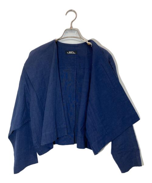 ISSEY MIYAKE（イッセイミヤケ）ISSEY MIYAKE (イッセイミヤケ) リネンブレンドショートジャケット ネイビー サイズ:Ⅿの古着・服飾アイテム