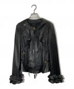 guerrieroグエリエリ）の古着「フリルスリーブレザージャケット」｜ブラック