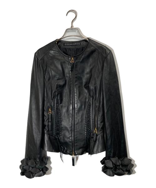 guerriero（グエリエリ）guerriero (グエリエリ) フリルスリーブレザージャケット ブラック サイズ:40の古着・服飾アイテム