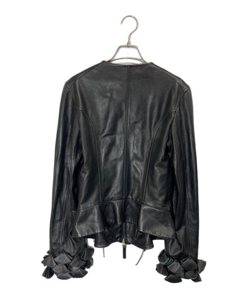 guerriero（グエリエリ）guerriero (グエリエリ) フリルスリーブレザージャケット ブラック サイズ:40の古着・服飾アイテム