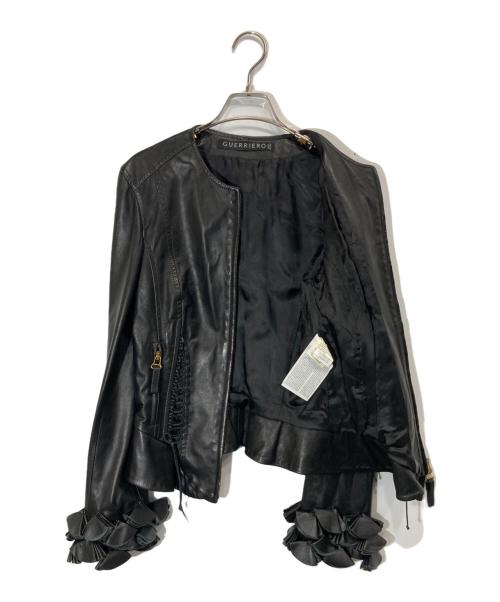 guerriero（グエリエリ）guerriero (グエリエリ) フリルスリーブレザージャケット ブラック サイズ:40の古着・服飾アイテム