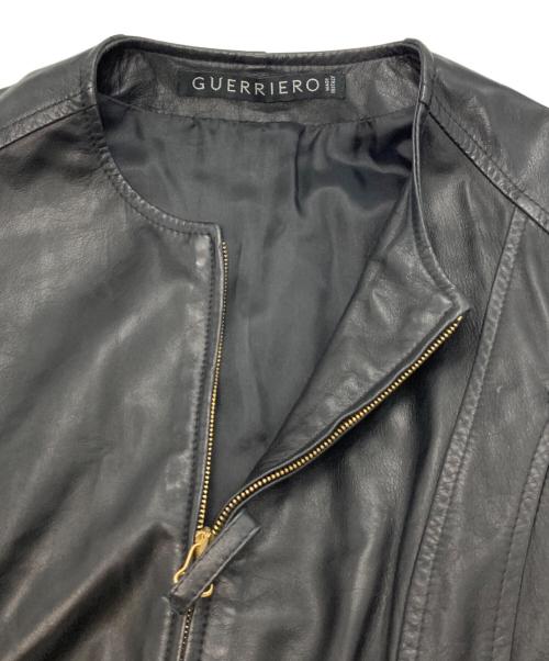 guerriero（グエリエリ）guerriero (グエリエリ) フリルスリーブレザージャケット ブラック サイズ:40の古着・服飾アイテム