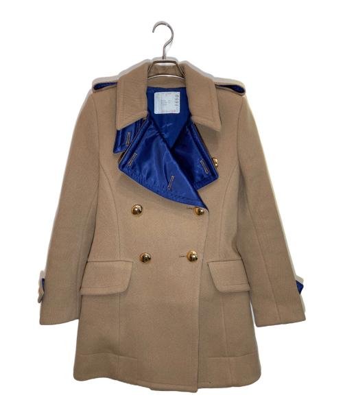 sacai（サカイ）sacai (サカイ) ウールボンディングメタルボタンコート ベージュ サイズ:1の古着・服飾アイテム