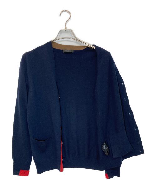 PRADA（プラダ）PRADA (プラダ) 切替カーディガン ネイビー サイズ:50の古着・服飾アイテム