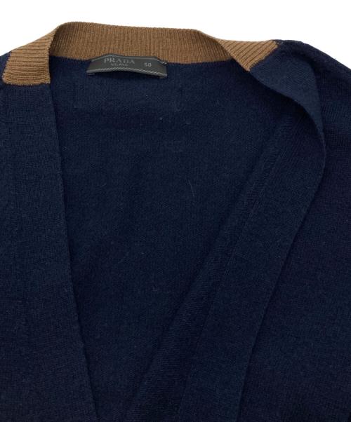 PRADA（プラダ）PRADA (プラダ) 切替カーディガン ネイビー サイズ:50の古着・服飾アイテム