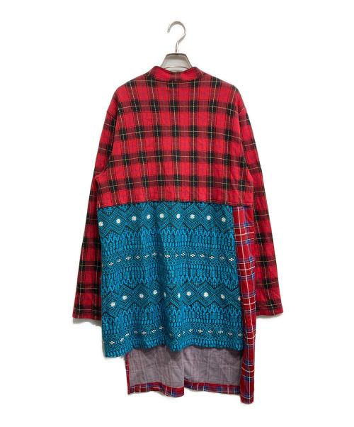 COMME des GARCONS HOMME PLUS（コムデギャルソンオムプリュス）COMME des GARCONS HOMME PLUS (コムデギャルソンオムプリュス) ドッキングロングシャツ レッド サイズ:Mの古着・服飾アイテム