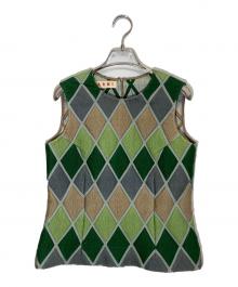 MARNI（マルニ）の古着「アーガイルベスト」｜グリーン×グレー