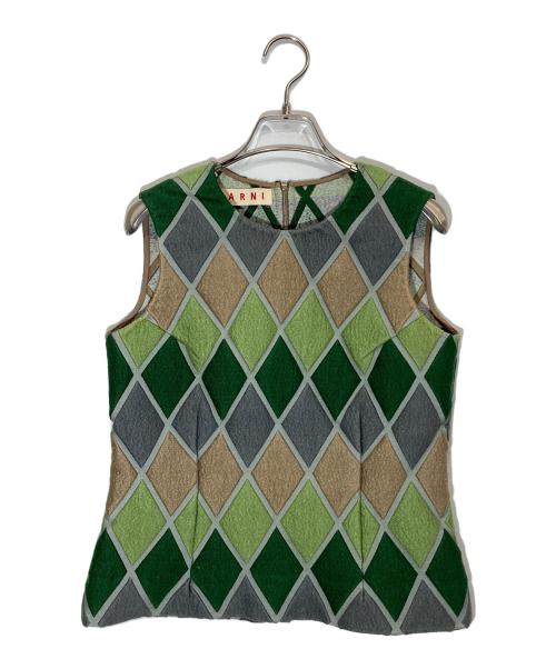 MARNI（マルニ）MARNI (マルニ) アーガイルベスト グリーン×グレー サイズ:40の古着・服飾アイテム