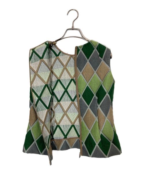 MARNI（マルニ）MARNI (マルニ) アーガイルベスト グリーン×グレー サイズ:40の古着・服飾アイテム