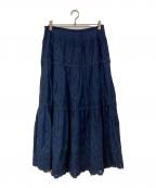 POLO RALPH LAURENポロ・ラルフローレン）の古着「リネンカットワークスカート」｜ネイビー