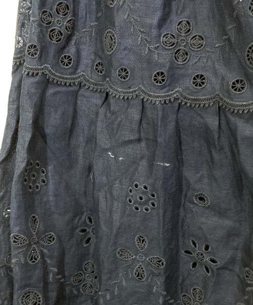 POLO RALPH LAUREN（ポロ・ラルフローレン）POLO RALPH LAUREN (ポロ・ラルフローレン) リネンカットワークスカート ネイビー サイズ:6の古着・服飾アイテム