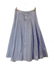 POLO RALPH LAUREN（ポロ・ラルフローレン）の古着「ストライプド コットン シアサッカー スカート」｜ブルー×ホワイト