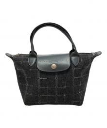 LONGCHAMP（ロンシャン）の古着「tweed le pliage handle bag」｜グレー