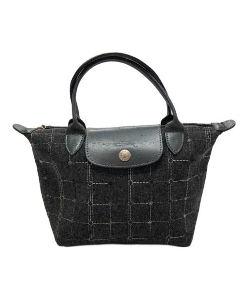 LONGCHAMP（ロンシャン）LONGCHAMP (ロンシャン) tweed le pliage handle bag グレー サイズ:-の古着・服飾アイテム