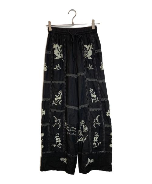 TODAYFUL（トゥデイフル）TODAYFUL (トゥデイフル) Embroidery Patchwork Trousers ブラック サイズ:36の古着・服飾アイテム