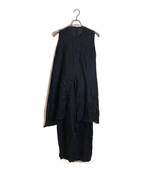 nagonstans（ナゴンスタンス）nagonstans (ナゴンスタンス) リネンオールインワン ブラック サイズ:36の古着・服飾アイテム