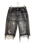THUG CLUBサグ クラブ）の古着「DOUBLE KNEE DAMAGE SHORTS」｜グレー