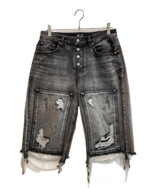 THUG CLUB（サグ クラブ）THUG CLUB (サグ クラブ) DOUBLE KNEE DAMAGE SHORTS グレー サイズ:2の古着・服飾アイテム