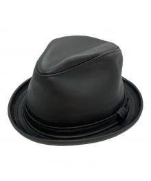 NEW YORK HAT（ニューヨークハット）の古着「ポークパイレザーハット」｜ブラック