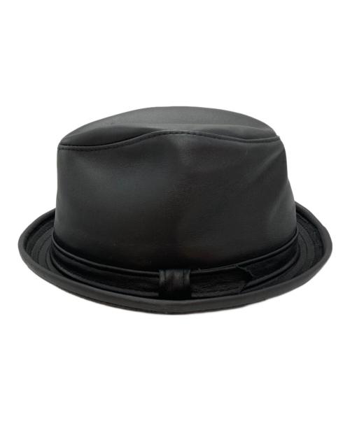 NEW YORK HAT（ニューヨークハット）NEW YORK HAT (ニューヨークハット) ポークパイレザーハット ブラック サイズ:-の古着・服飾アイテム