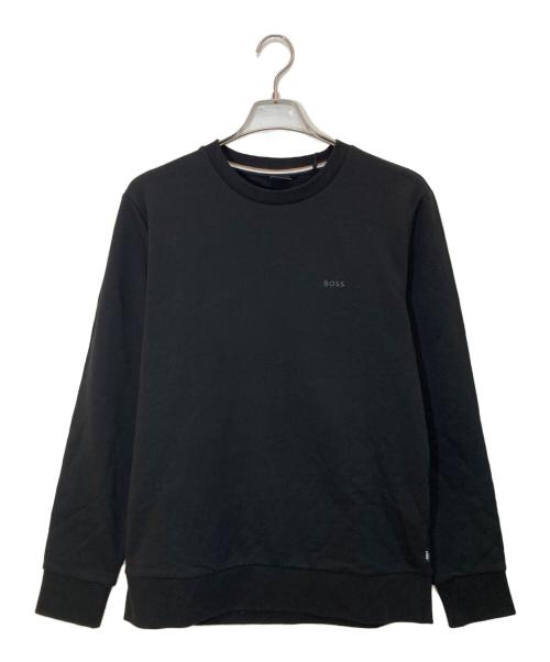 BOSS（ボス）BOSS (ボス) コットンテリー スウェットシャツ ラバープリントロゴ ブラック サイズ:Ⅿの古着・服飾アイテム