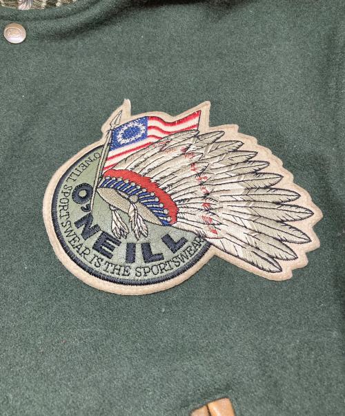 O'NEILL（オニール）O'NEILL (オニール) レザー切替スタジャン ブラウン×グリーン サイズ:-の古着・服飾アイテム