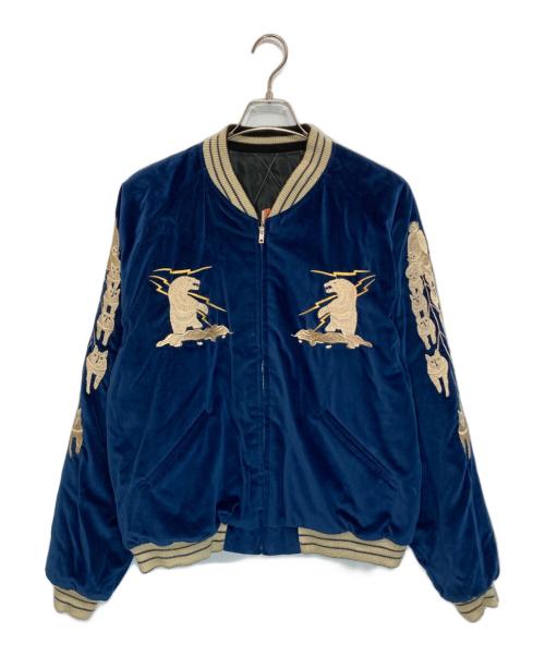 東洋エンタープライズ（トウヨウエンタープライズ）東洋エンタープライズ (トウヨウエンタープライズ) VELVETEEN SOUVENIR JACKET ブラック×ブルー サイズ:XXLの古着・服飾アイテム