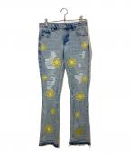 DIGITAL GROUPI3デジタル・グルーピスリー）の古着「DENIM PEARLZ FLARE PANTS」｜インディゴ