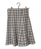 BLUE LABEL CRESTBRIDGEブルーレーベルクレストブリッジ）の古着「チェックスカート」｜ベージュ×ブルー