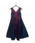 PLEATS PLEASE (プリーツプリーズ) プリーツワンピース ボルドー×ネイビー サイズ:3：26000円