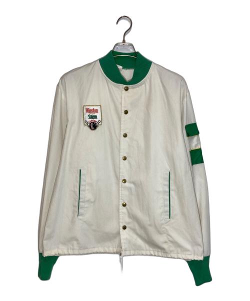 -（-）- (-) ヴィンテージレーシングジャケット アイボリー×グリーン サイズ:-の古着・服飾アイテム