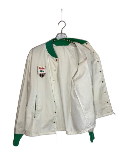 -（-）- (-) ヴィンテージレーシングジャケット アイボリー×グリーン サイズ:-の古着・服飾アイテム
