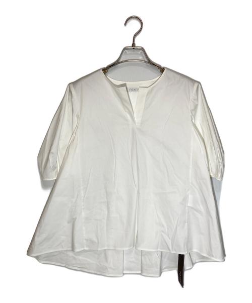 FOXEY（フォクシー）FOXEY (フォクシー) キーネック ブラウス ホワイト サイズ:42の古着・服飾アイテム