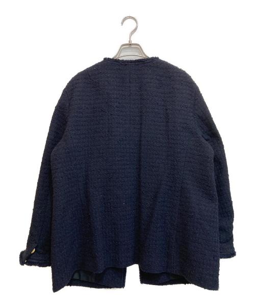 23区（ニジュウサンク）23区 (ニジュウサンク) スラブファンシーツイード ジャケット ネイビー サイズ:44の古着・服飾アイテム
