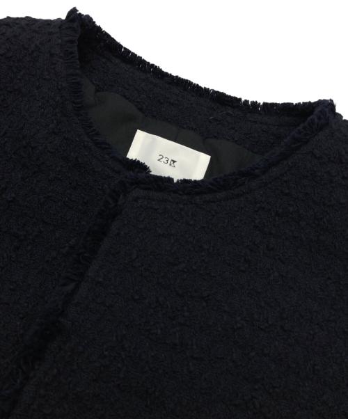 23区（ニジュウサンク）23区 (ニジュウサンク) スラブファンシーツイード ジャケット ネイビー サイズ:44の古着・服飾アイテム